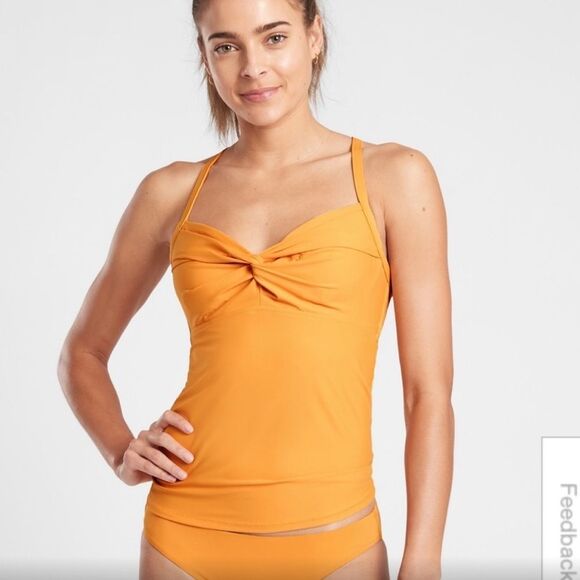 Athleta Twist Up Tankini Top Mustard - Picture 1 of 5